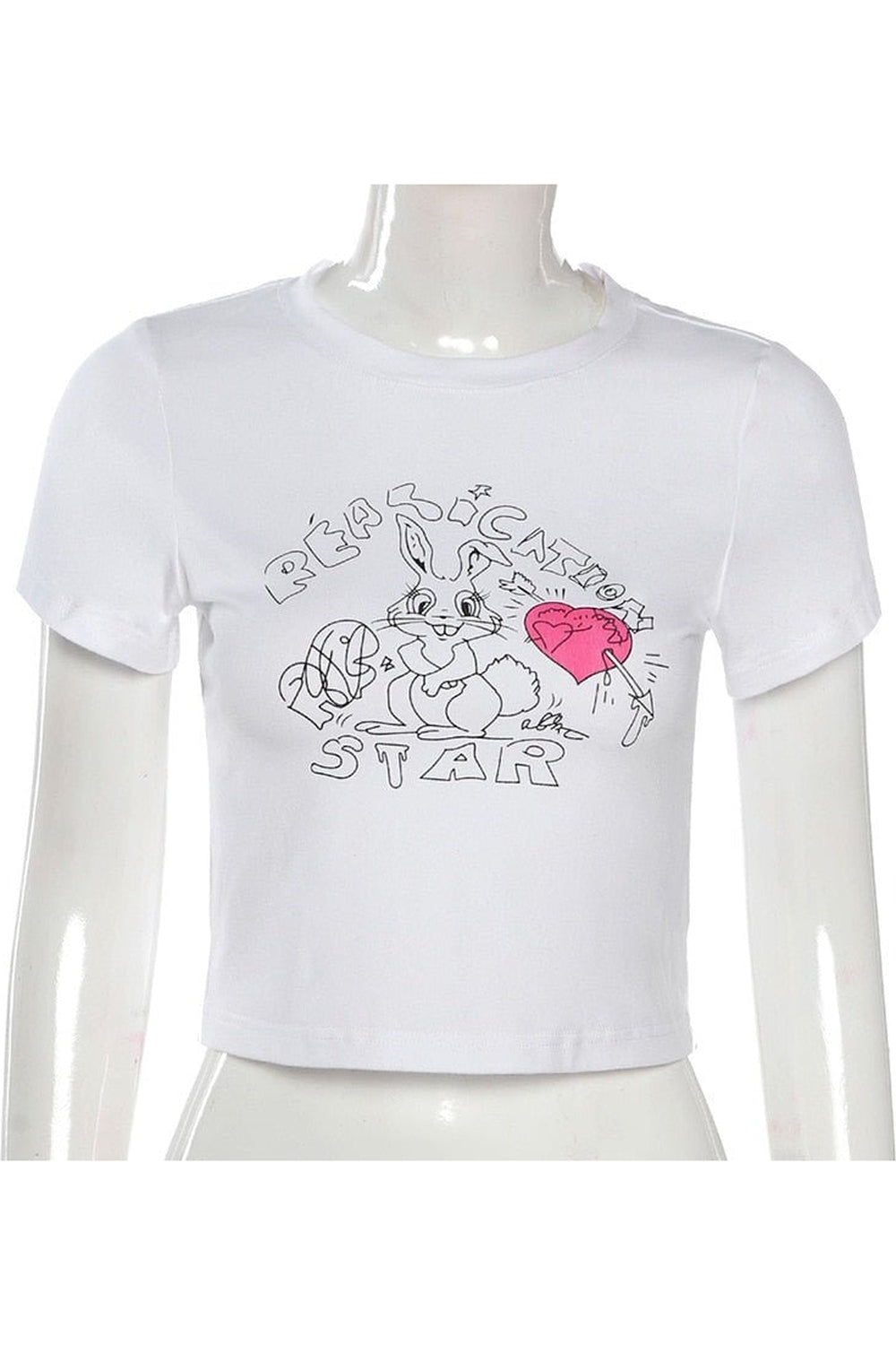 Y2k Preppy Cute Rabbit Print Crop Top