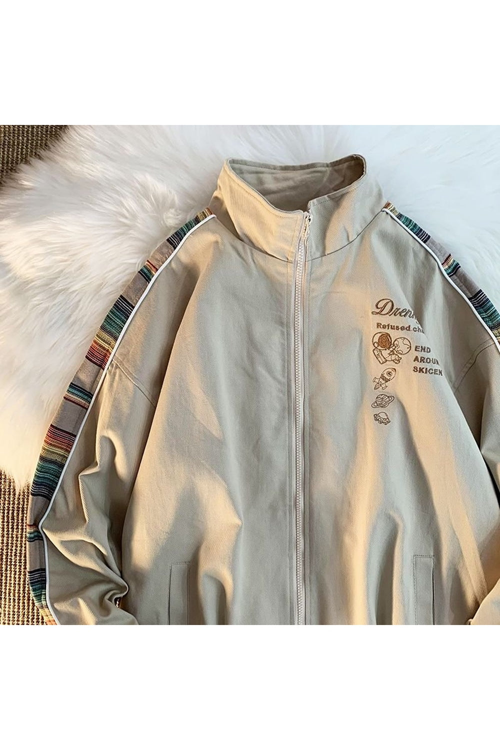 Y2k Preppy jacket vintage zipper coat