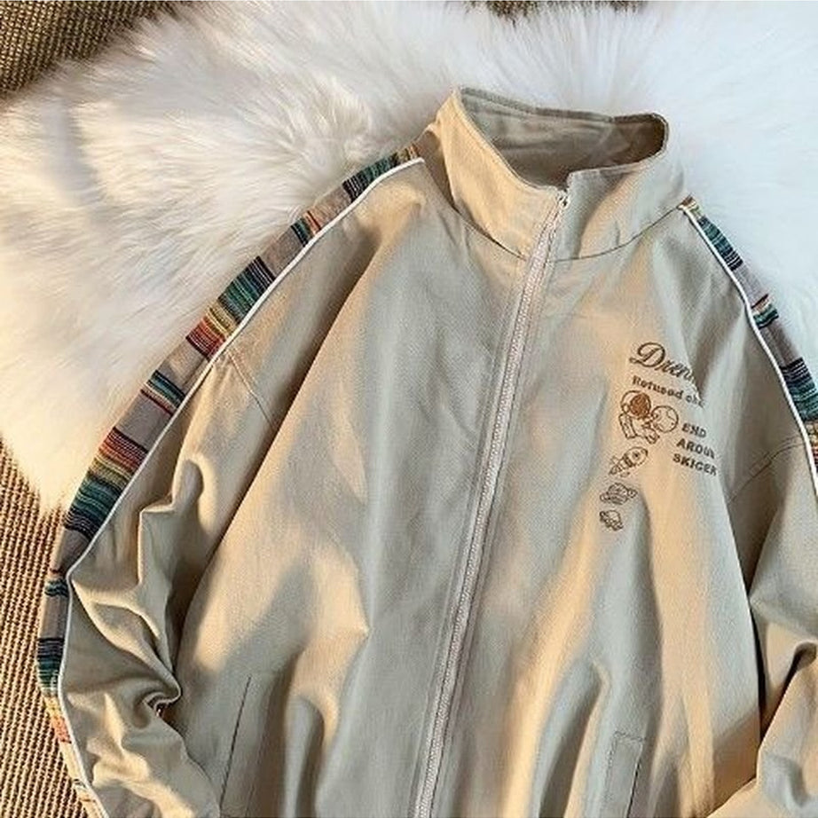 Y2k Preppy jacket vintage zipper coat