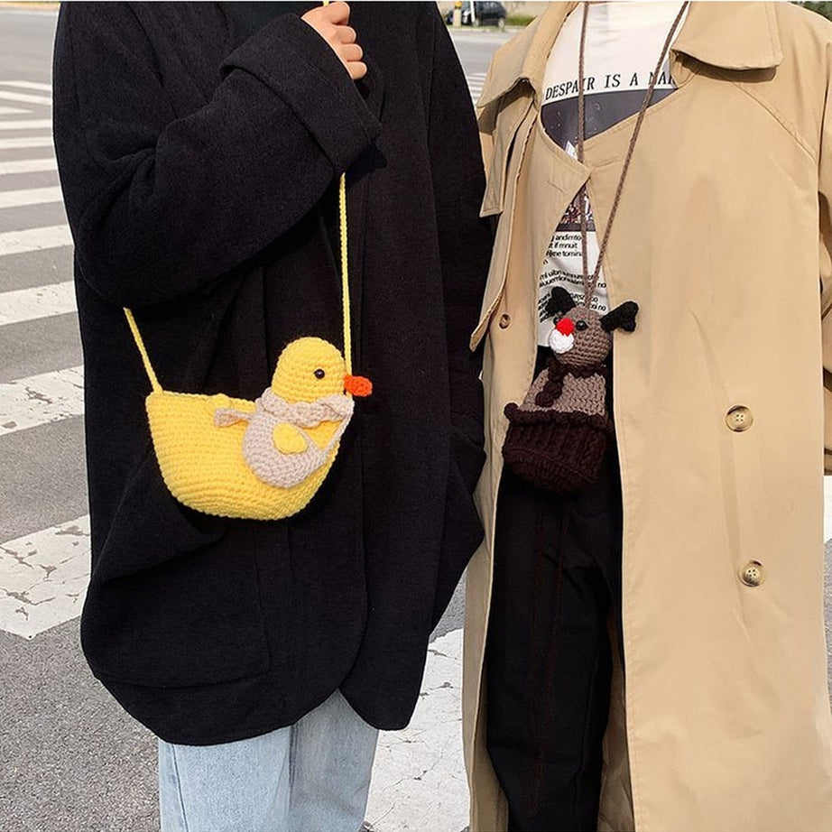 Y2k Preppy Knit Crossbody Bag