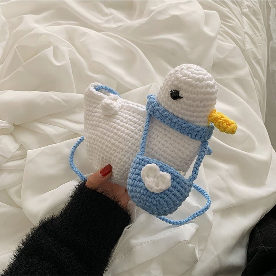 Y2k Preppy Knit Crossbody Bag