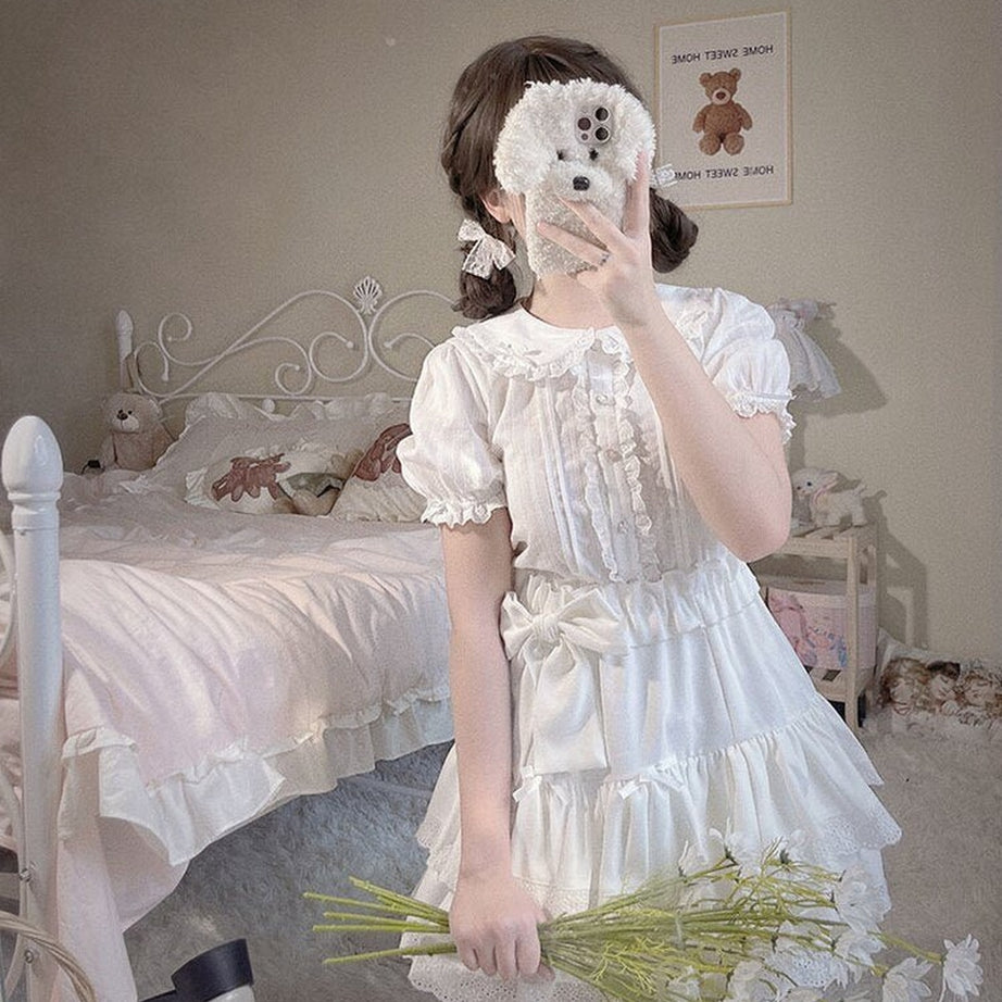 Y2k Preppy Lace Mesh Blouse