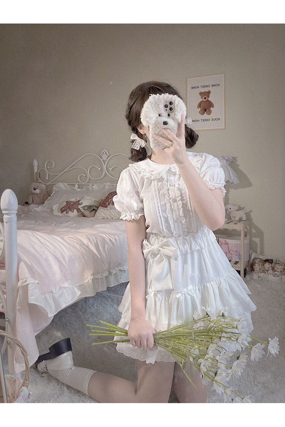 Y2k Preppy Lace Mesh Blouse