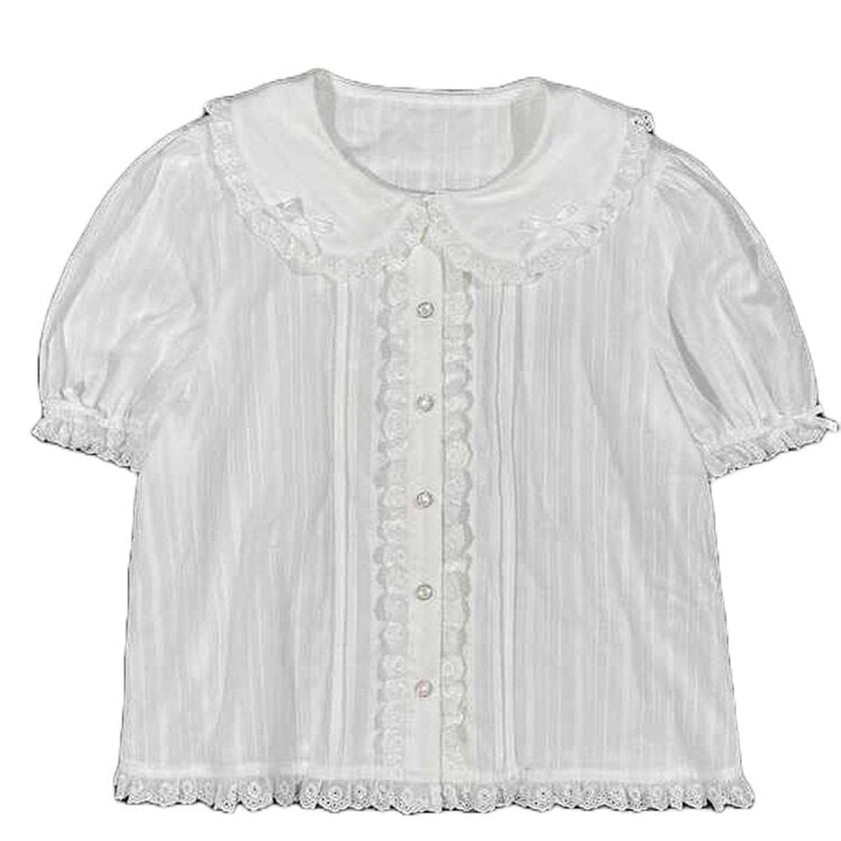 Y2k Preppy Lace Mesh Blouse