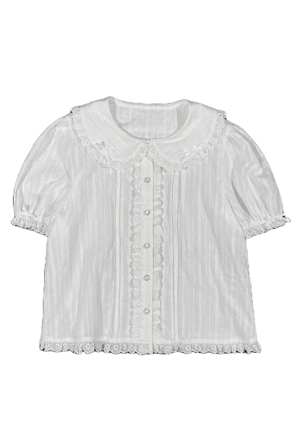 Y2k Preppy Lace Mesh Blouse