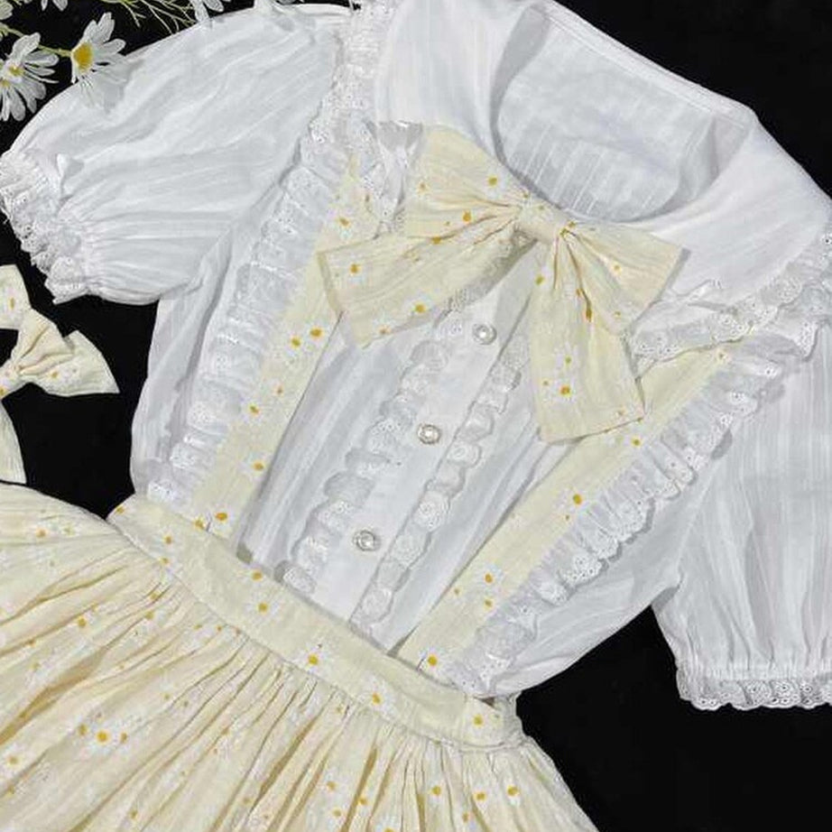 Y2k Preppy Lace Mesh Blouse