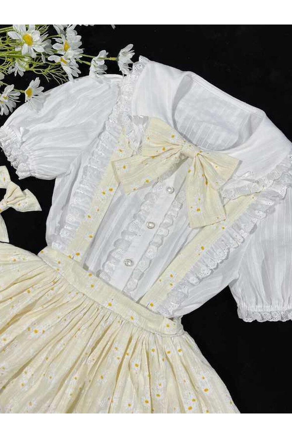 Y2k Preppy Lace Mesh Blouse