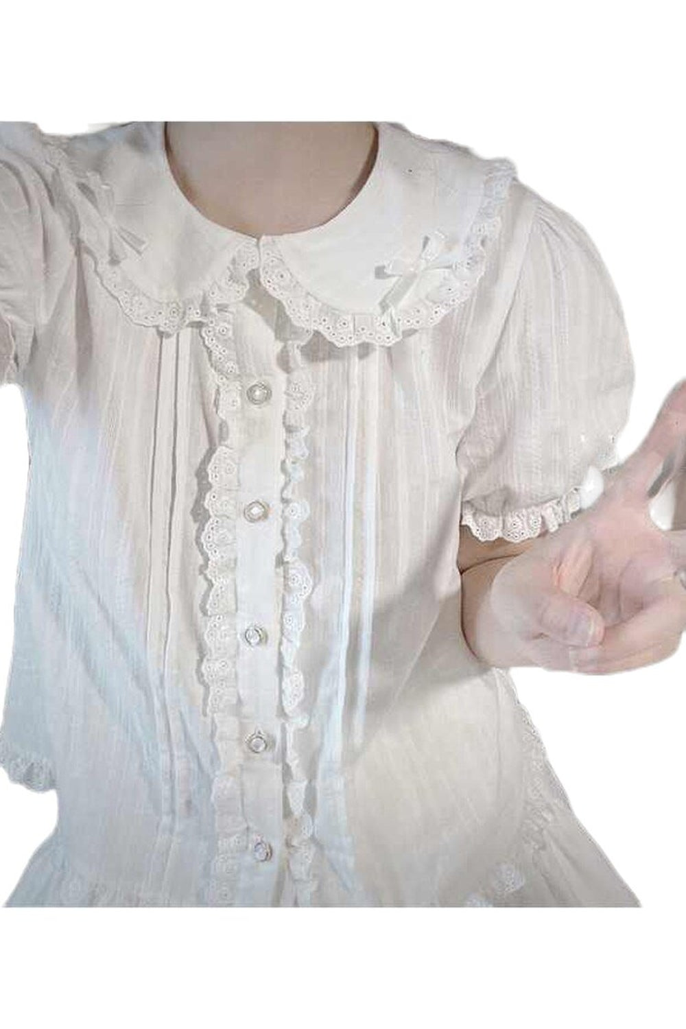 Y2k Preppy Lace Mesh Blouse