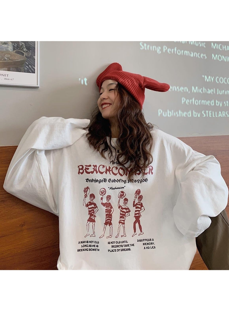 Y2k Preppy Long Sleeve College T-shirt