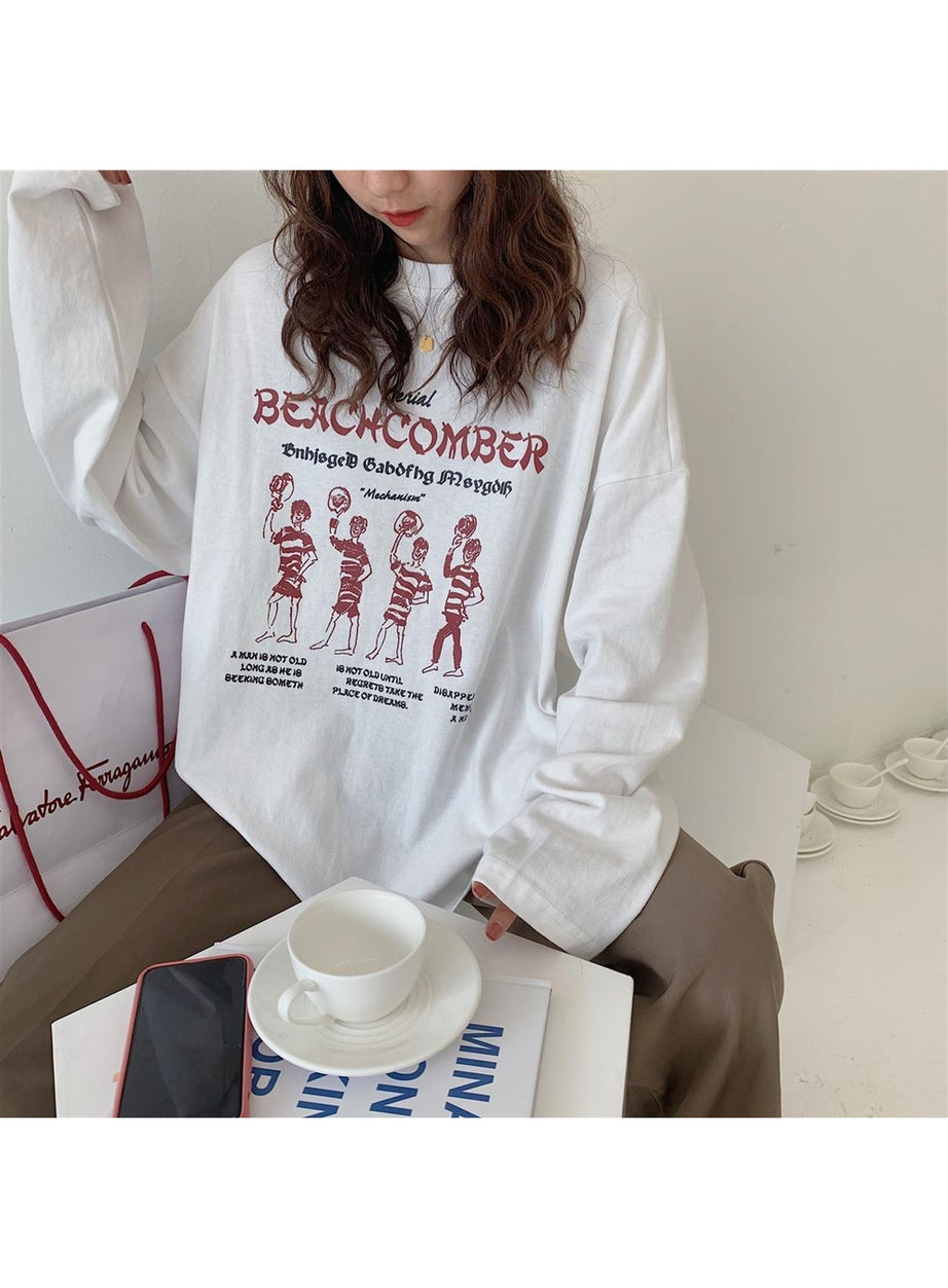 Y2k Preppy Long Sleeve College T-shirt