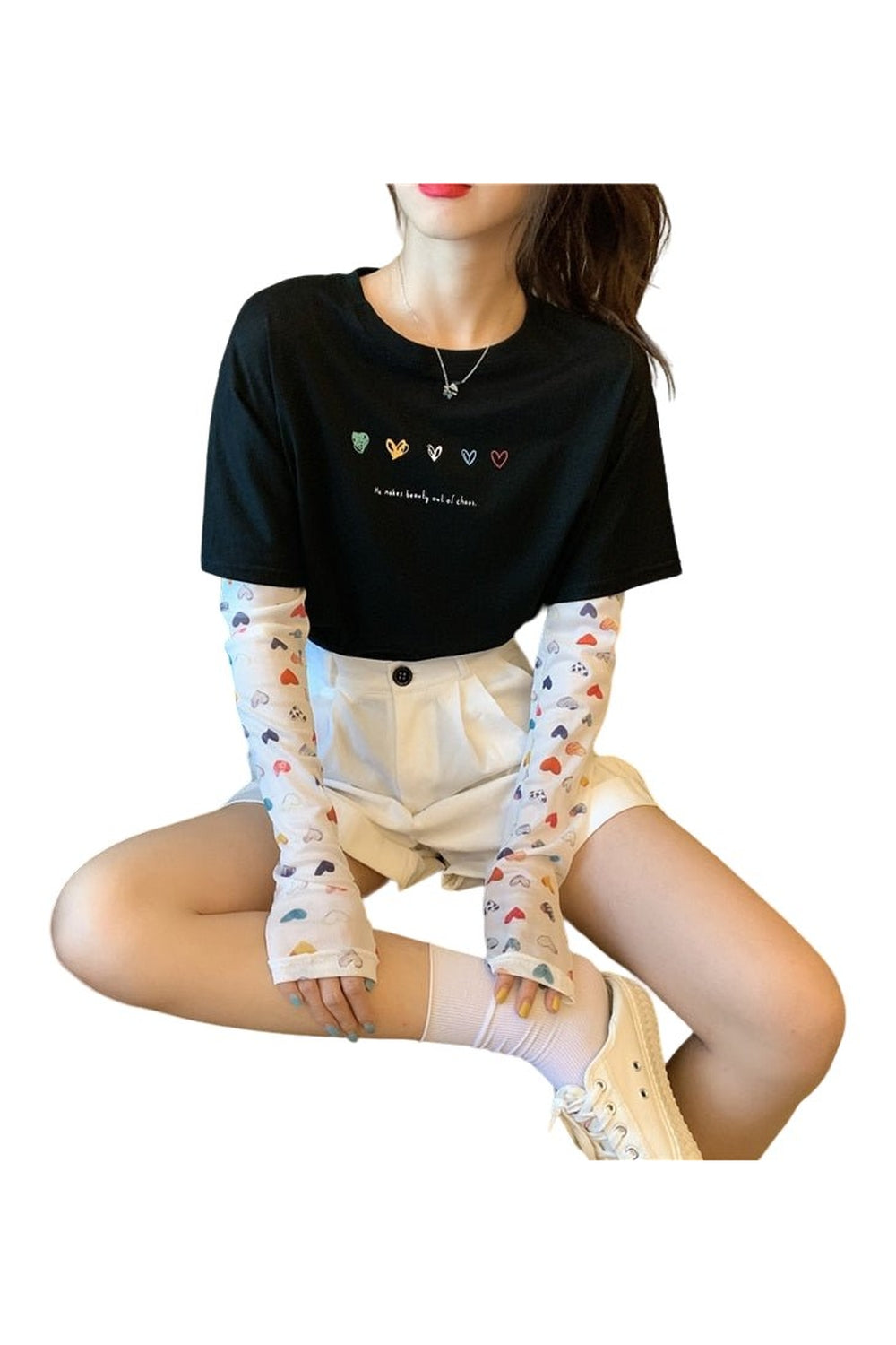 Y2k Preppy Long Sleeve Heart T-shirt