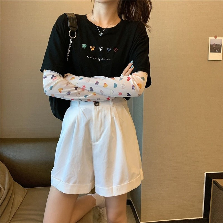 Y2k Preppy Long Sleeve Heart T-shirt