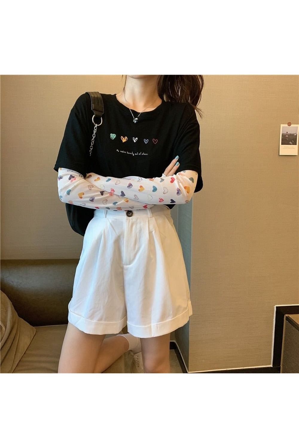 Y2k Preppy Long Sleeve Heart T-shirt