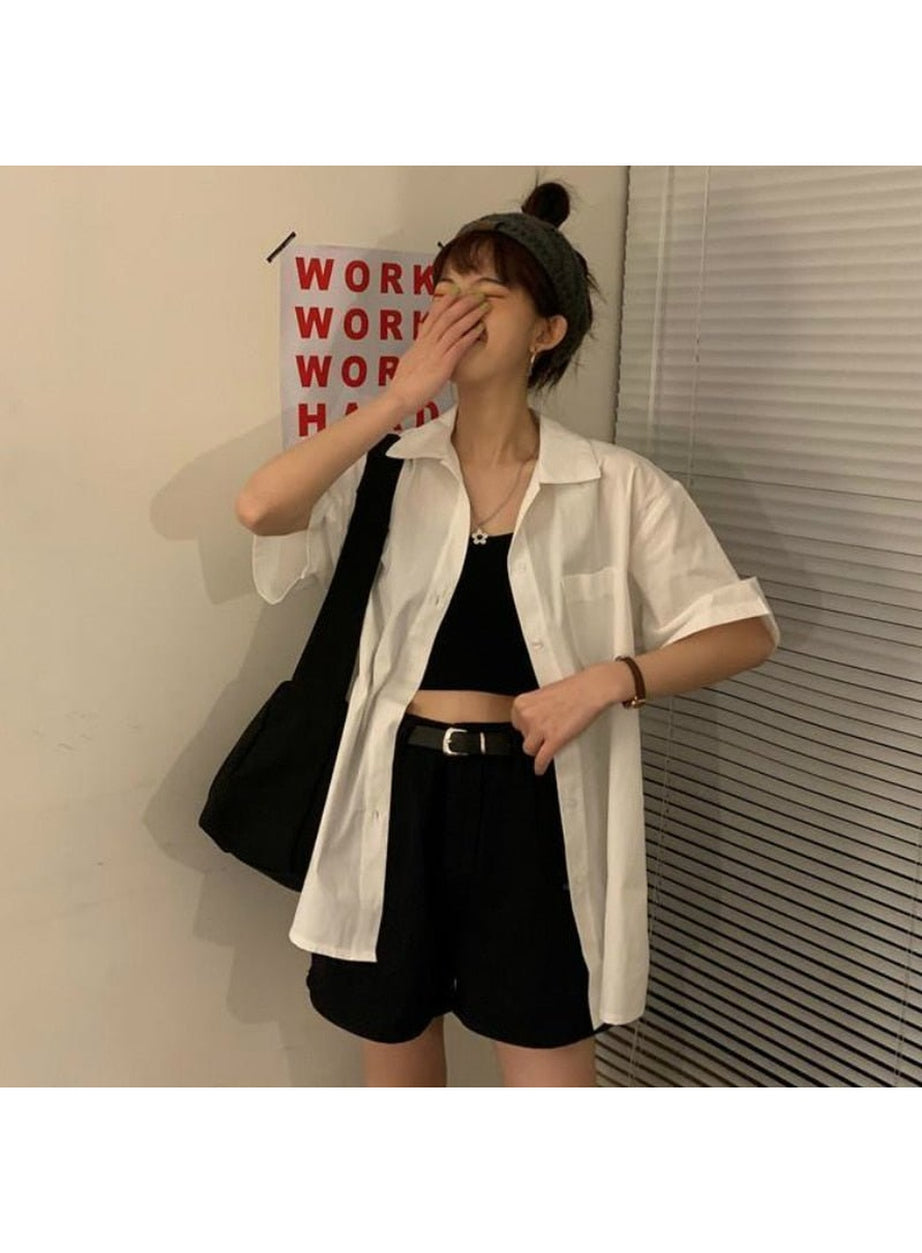 Y2k Preppy Loose Shirt