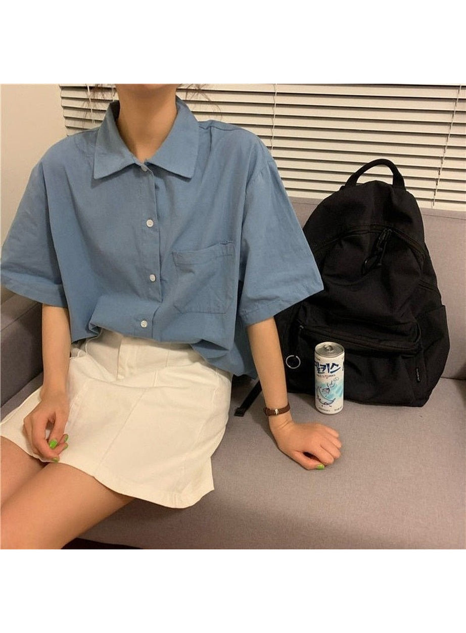 Y2k Preppy Loose Shirt