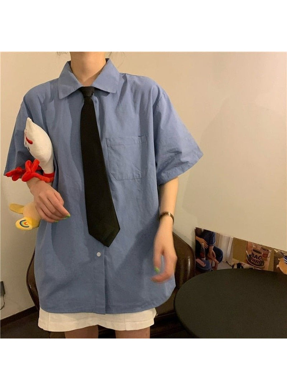 Y2k Preppy Loose Shirt