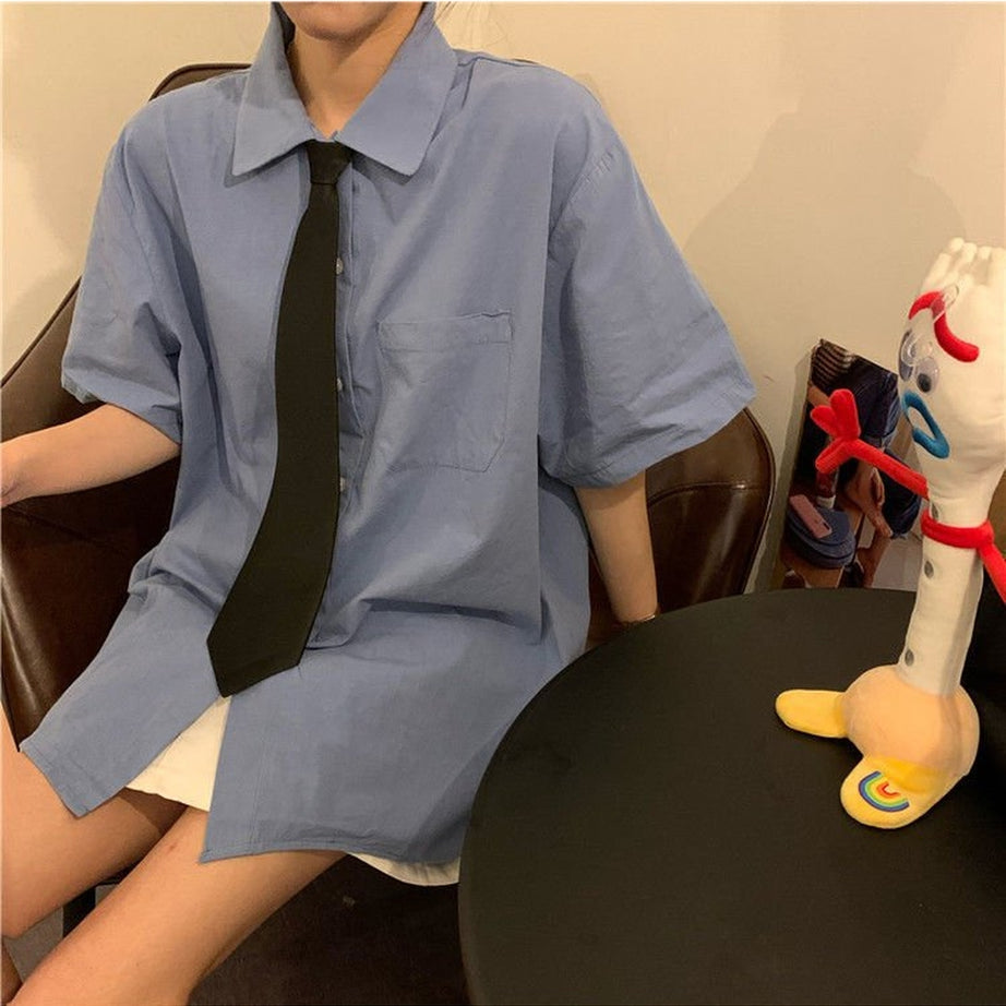 Y2k Preppy Loose Shirt