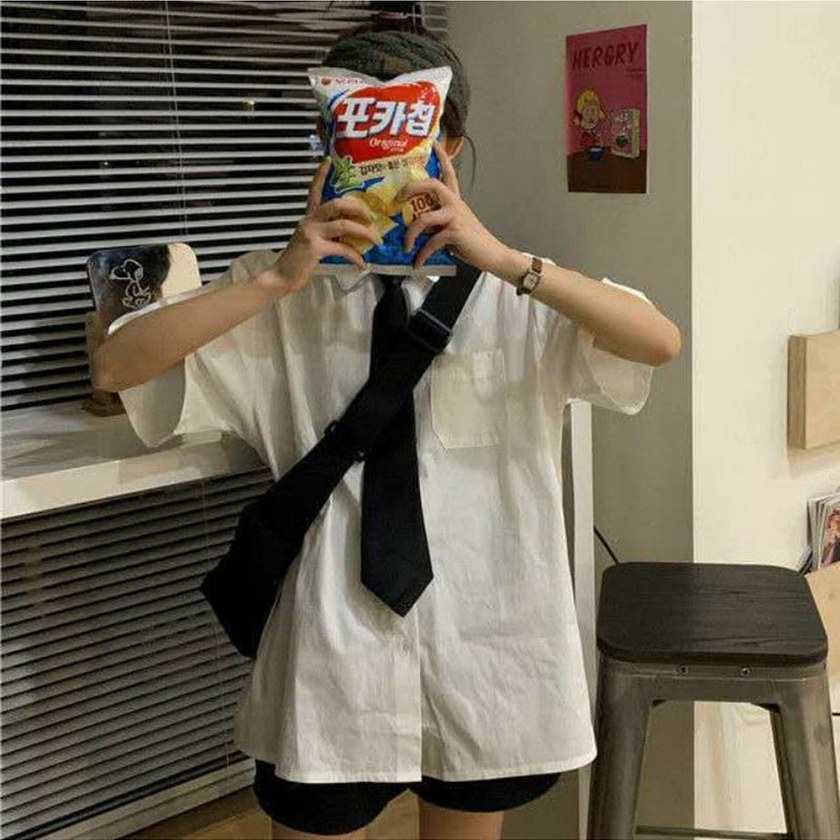 Y2k Preppy Loose Shirt