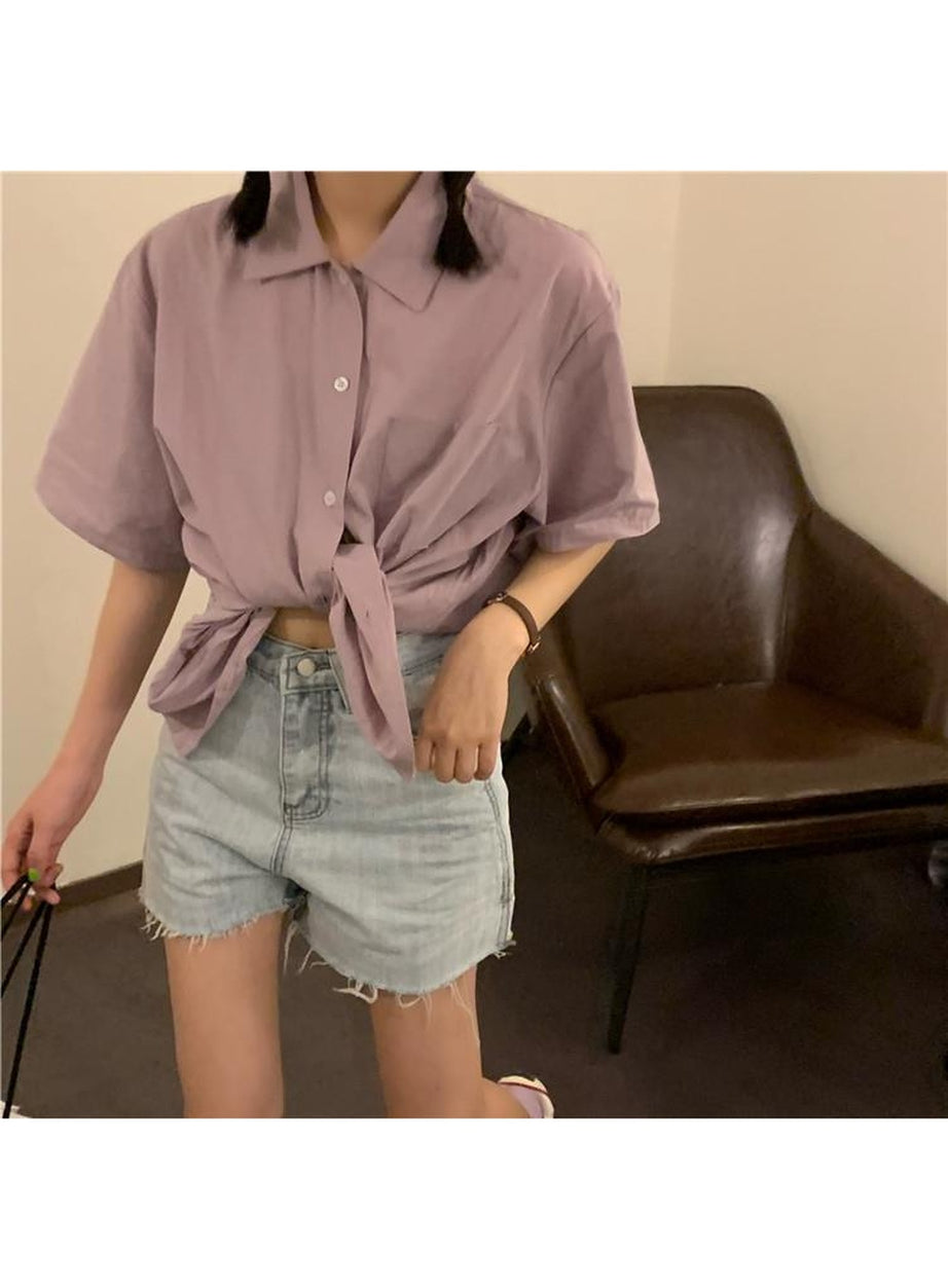 Y2k Preppy Loose Shirt