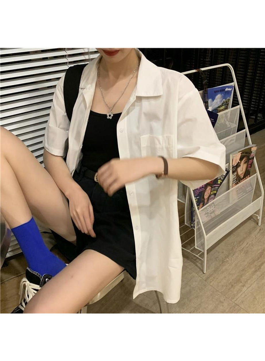 Y2k Preppy Loose Shirt