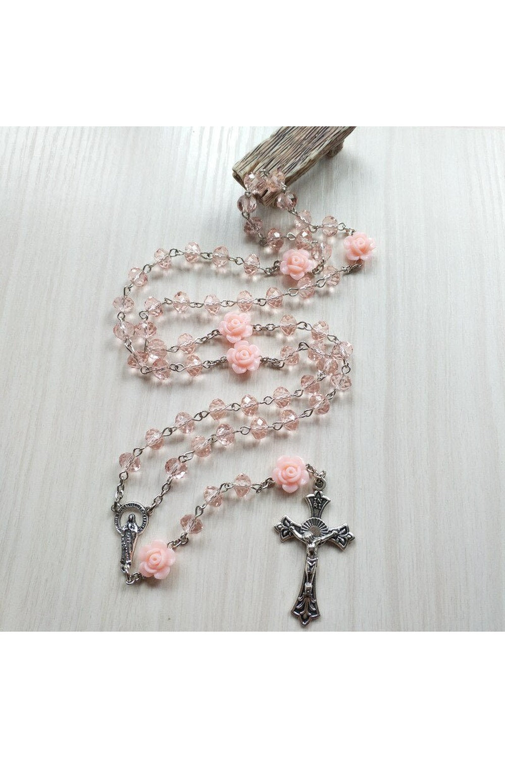 Y2k Preppy Pink Rose Crystal Necklace