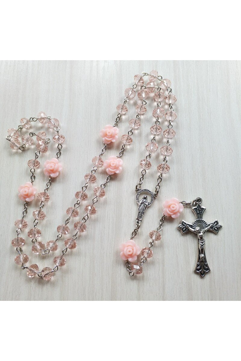 Y2k Preppy Pink Rose Crystal Necklace