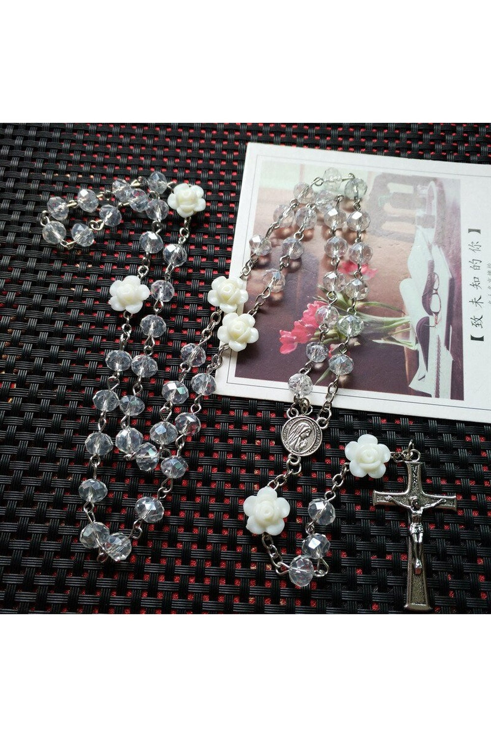 Y2k Preppy Pink Rose Crystal Necklace