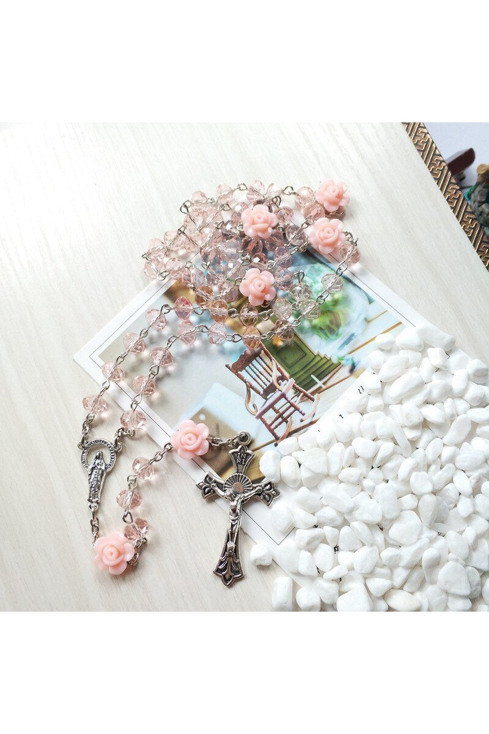 Y2k Preppy Pink Rose Crystal Necklace