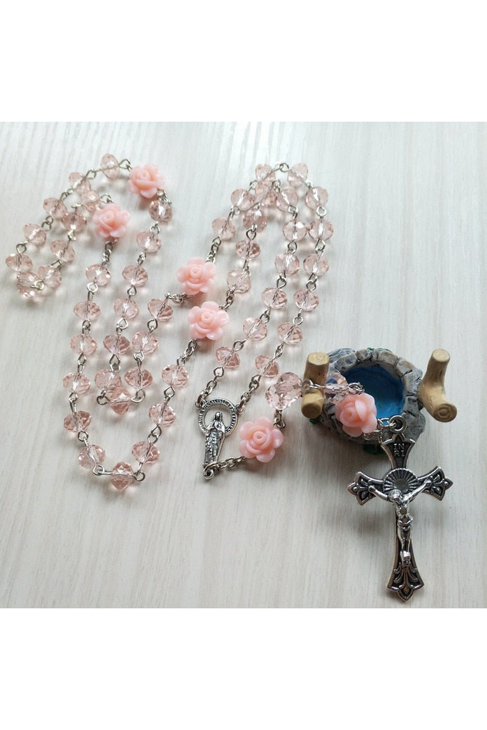 Y2k Preppy Pink Rose Crystal Necklace