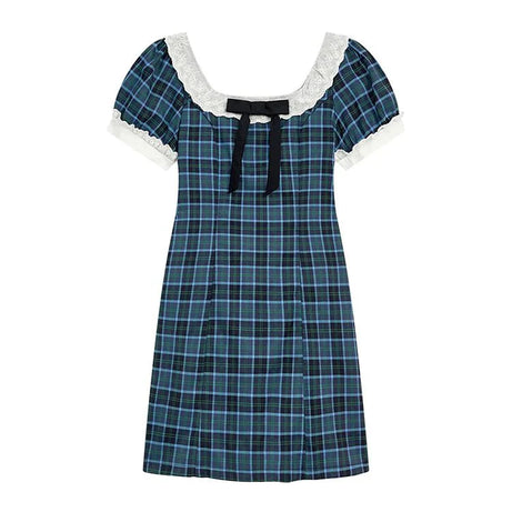 Preppy Plaid Bow - Tie Dress - Dresses