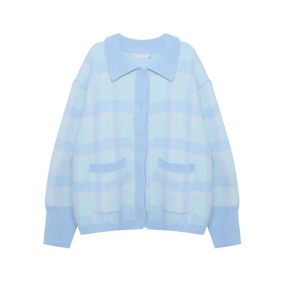 Y2k Preppy Plaid Cardigan