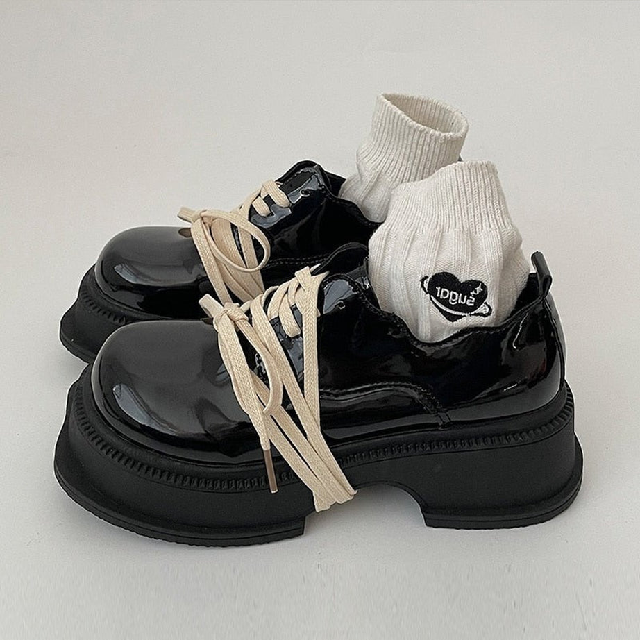 Y2k Preppy Platform British Style Shoes
