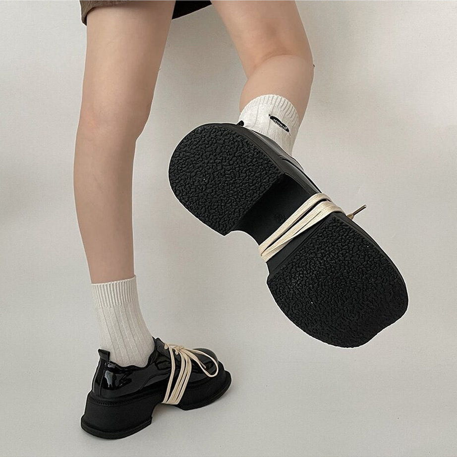 Y2k Preppy Platform British Style Shoes