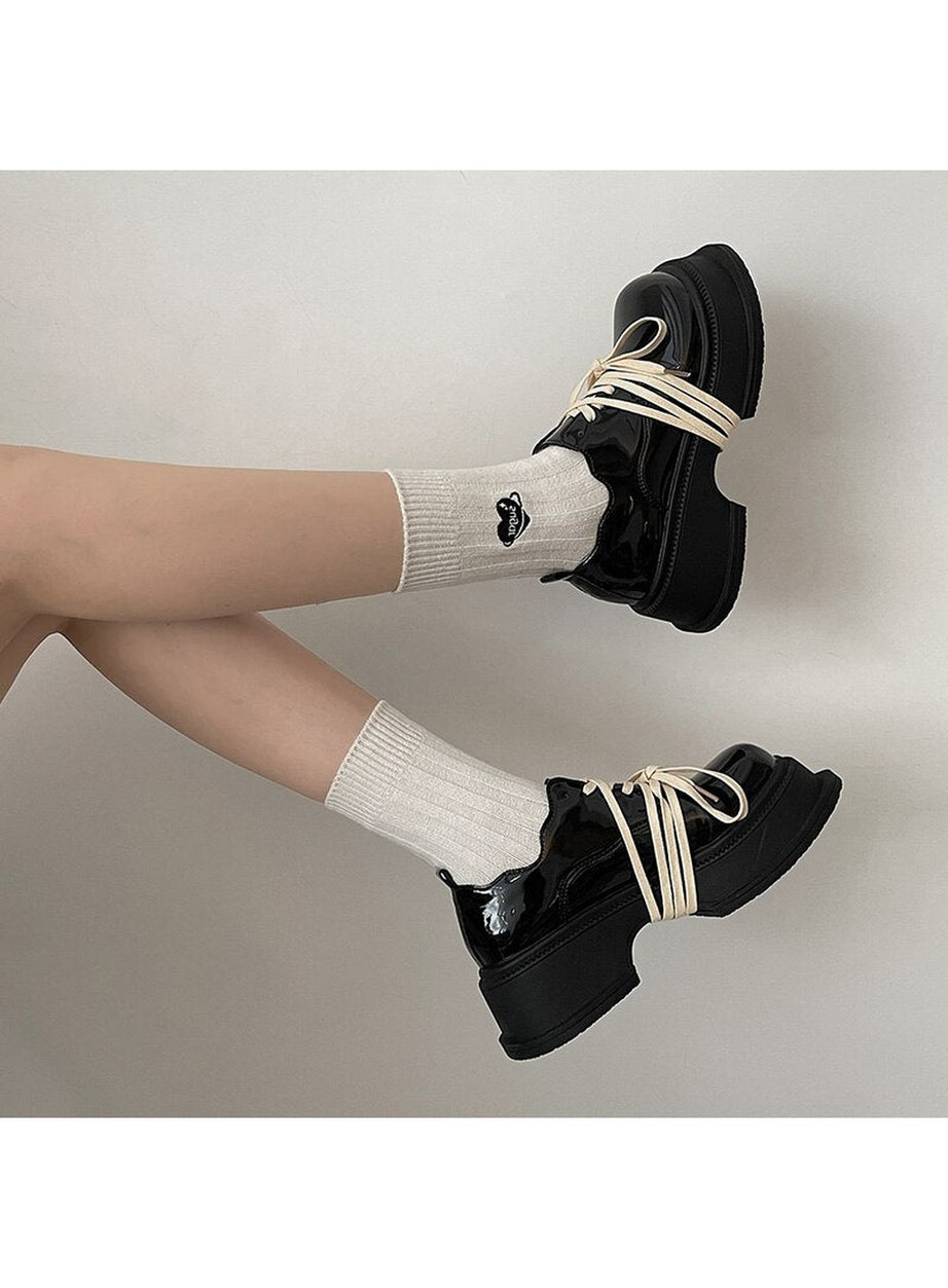 Y2k Preppy Platform British Style Shoes