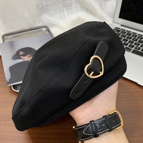 Preppy PU Leather Beret Hat - Hats