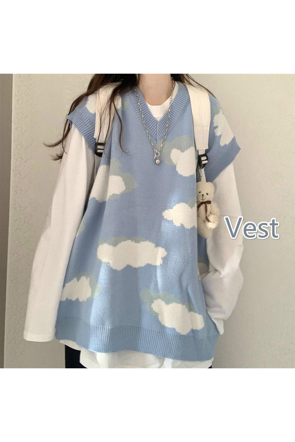 Y2k Preppy Simple Casual Sweater