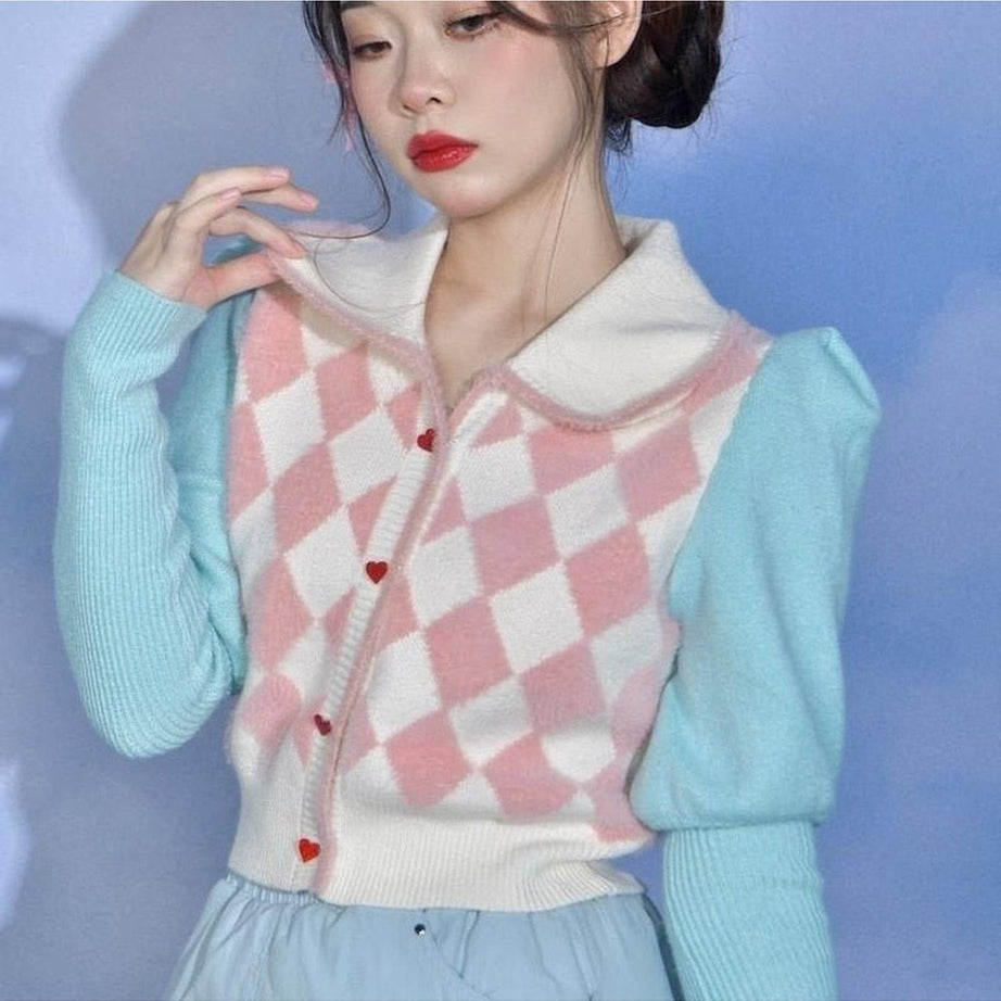 Y2k Preppy Style Crop Knit Cardigans