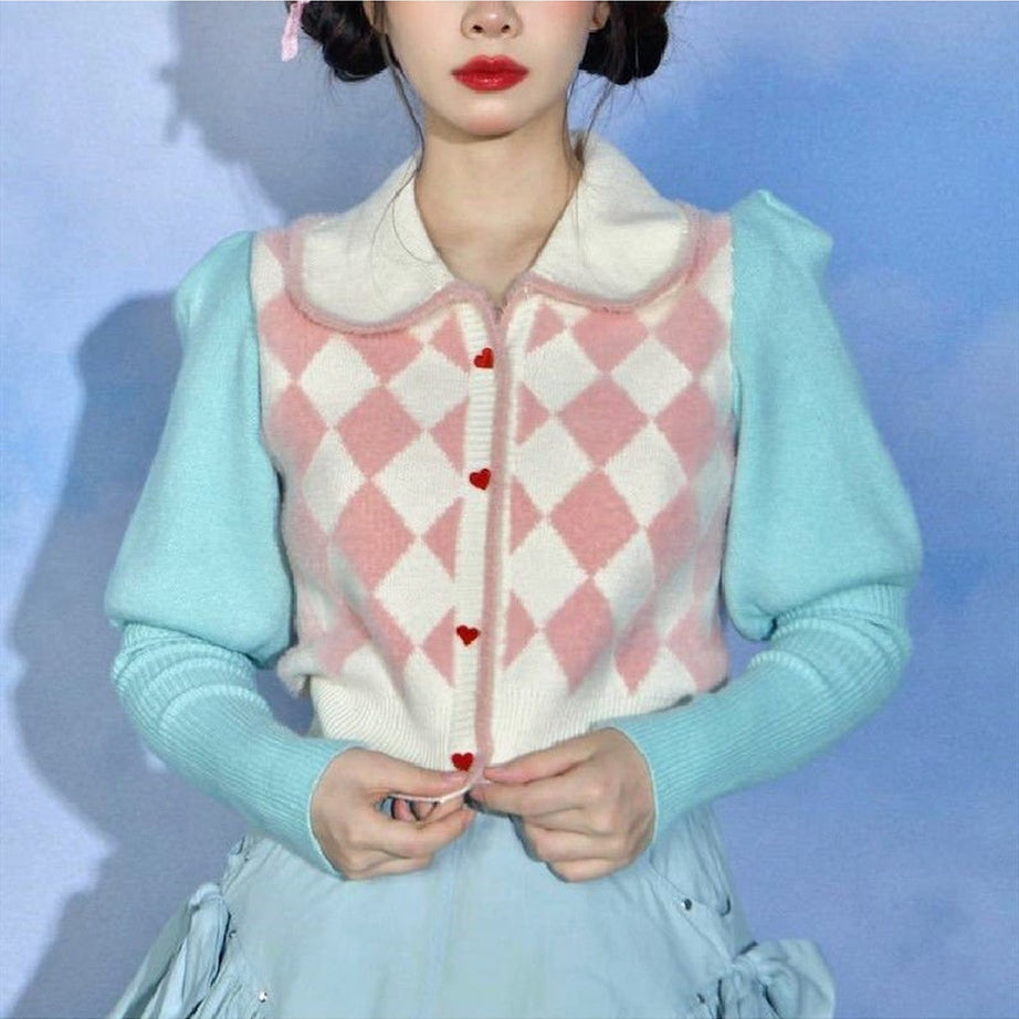 Y2k Preppy Style Crop Knit Cardigans