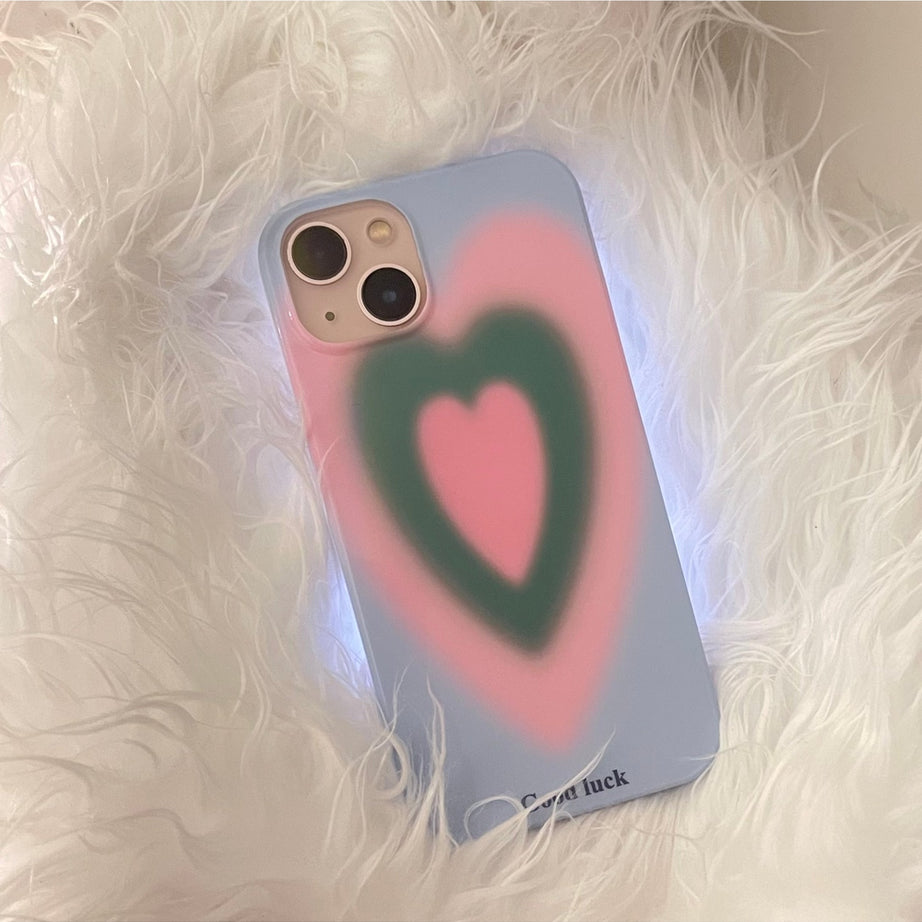 Y2k Preppy Style Gradient Heart Case for iPhone