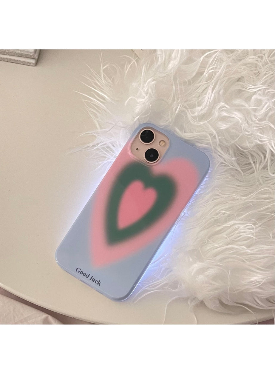 Y2k Preppy Style Gradient Heart Case for iPhone