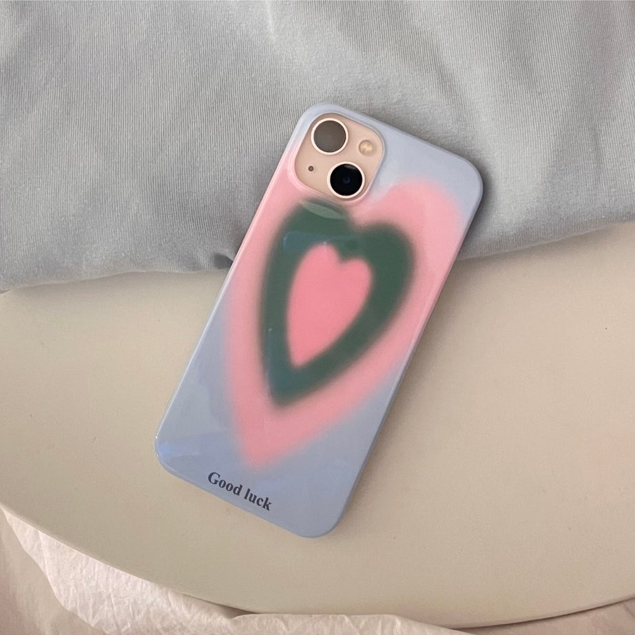 Y2k Preppy Style Gradient Heart Case for iPhone