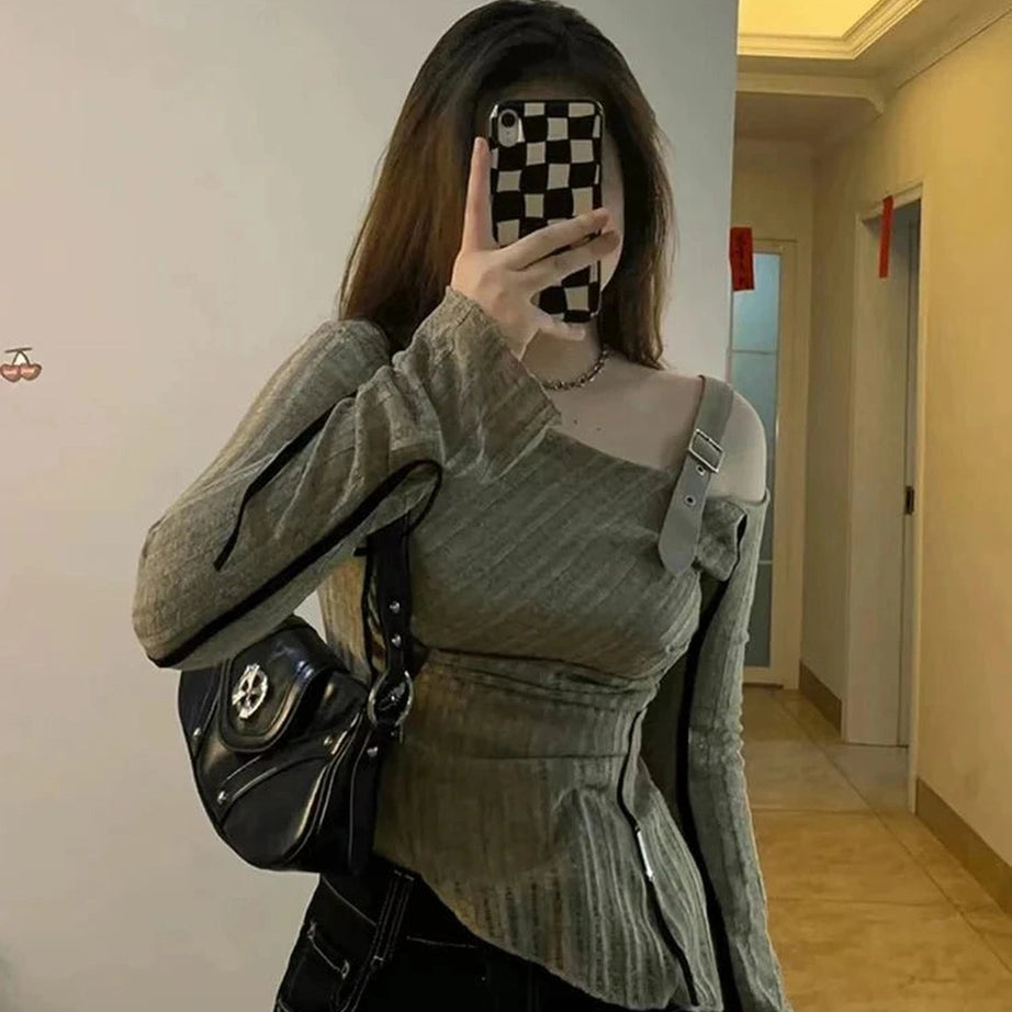 Y2k Preppy Style Knit Pullover