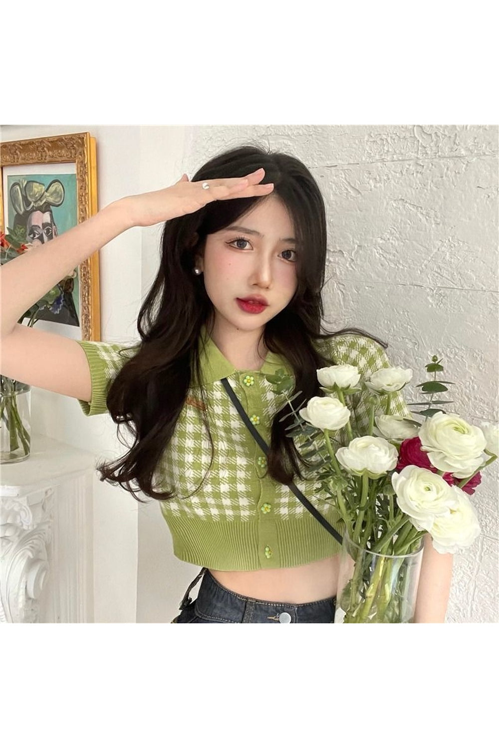 Y2k Preppy Style Plaid Crop Top