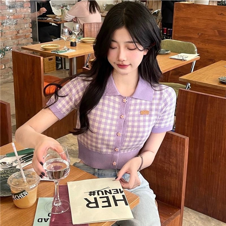 Y2k Preppy Style Plaid Crop Top