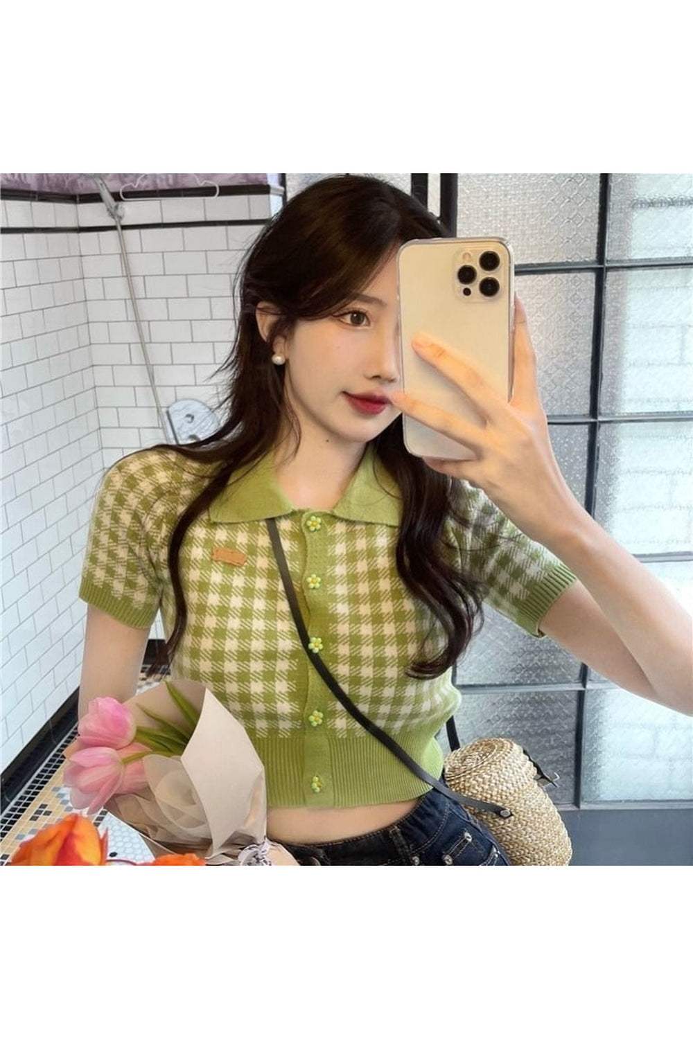 Y2k Preppy Style Plaid Crop Top