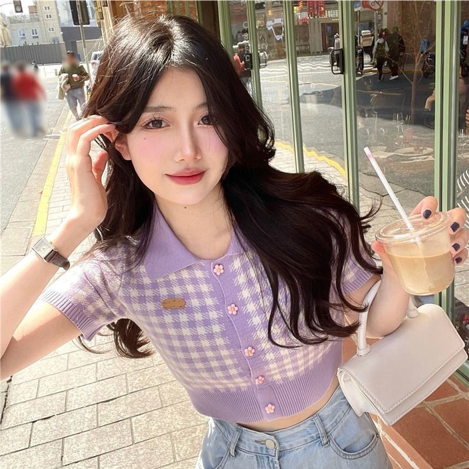 Y2k Preppy Style Plaid Crop Top