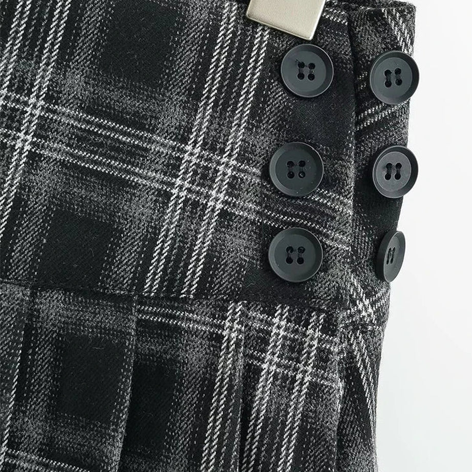 Y2k Preppy Style Plaid Pleated Mini Skirt