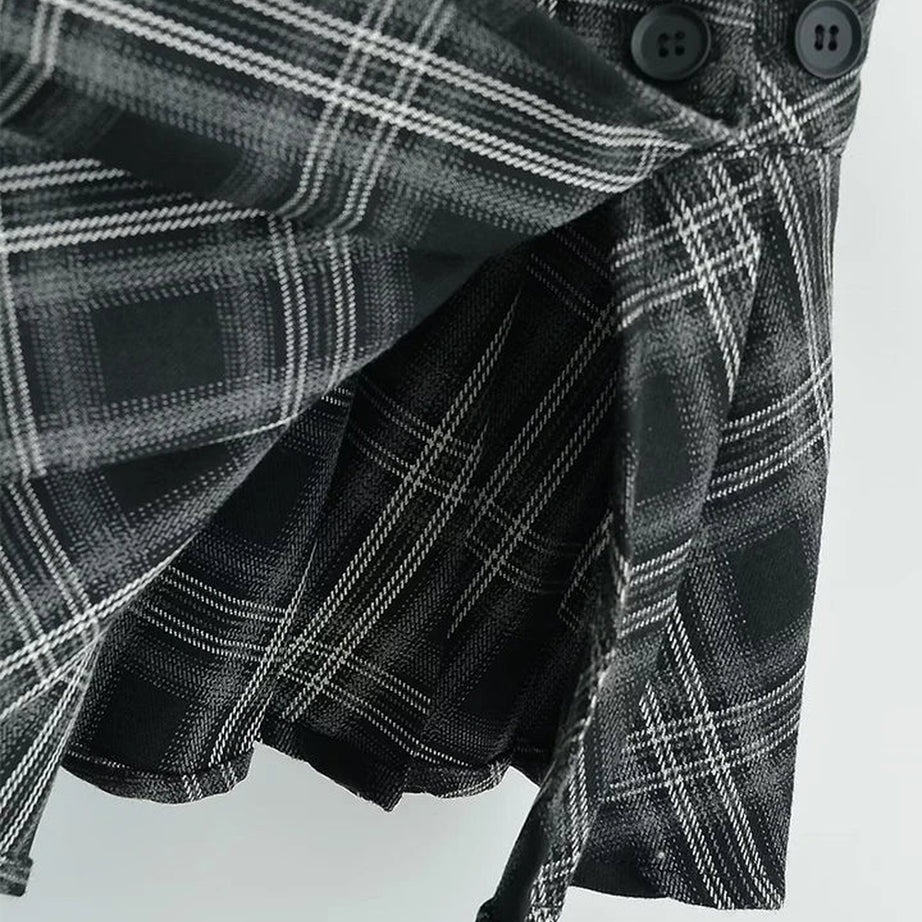 Y2k Preppy Style Plaid Pleated Mini Skirt
