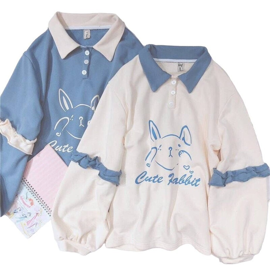 Y2k Preppys Cute Rabbit Polo Hoodie