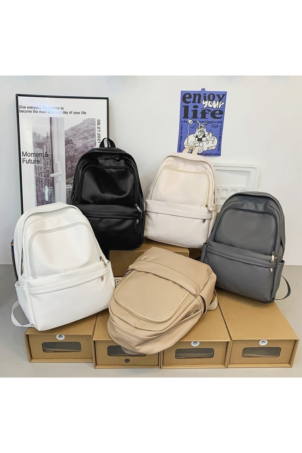Y2k PU Leather Couple Backpack